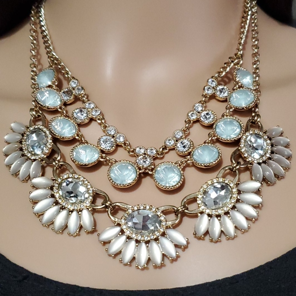 Layered Rhinestone Statement Necklace - image 1